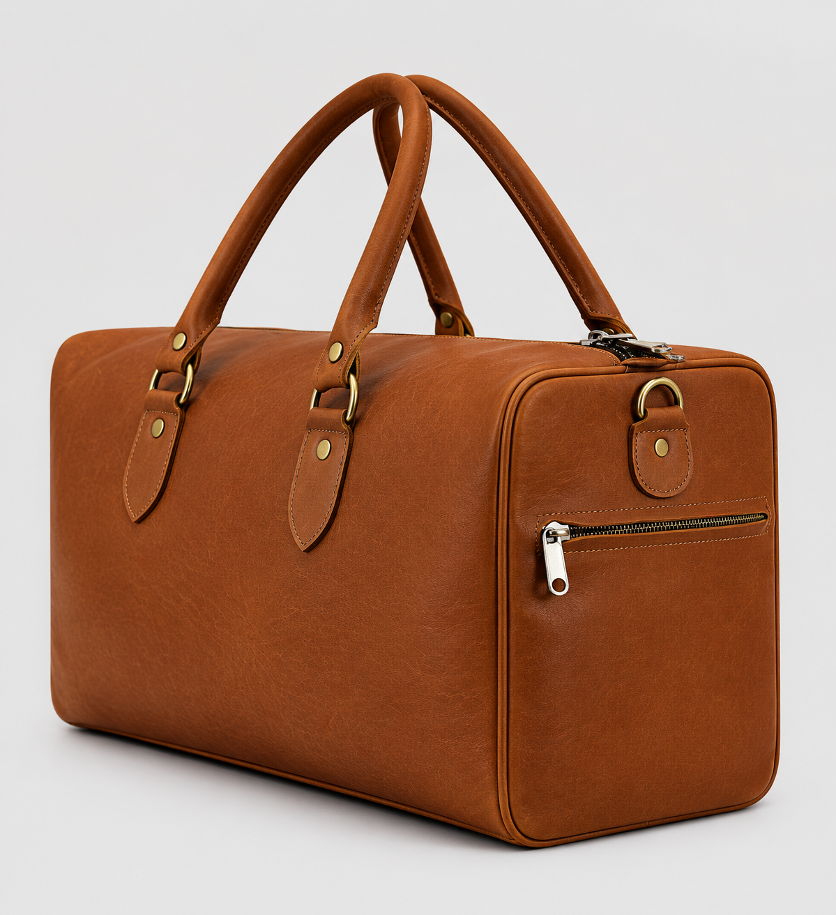 Heritage Cognac Leather Duffel Bag | Premium Oversized Weekender Travel Bag